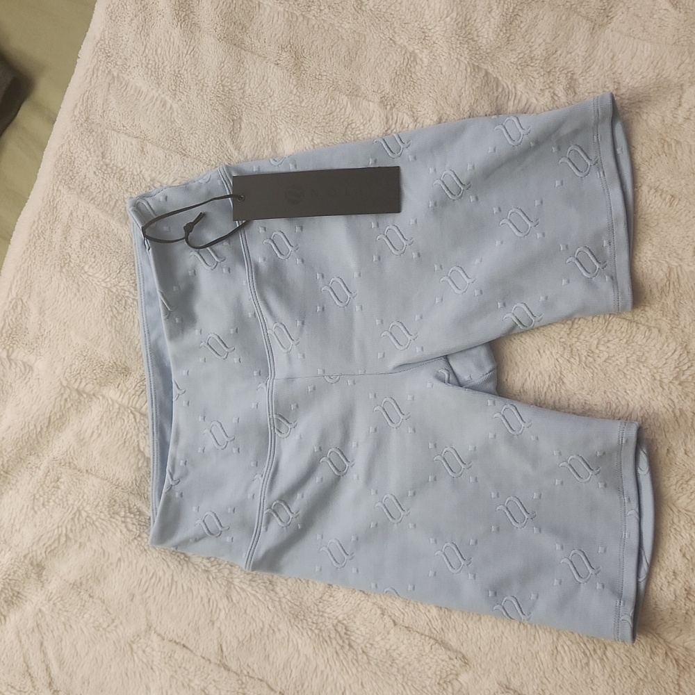 NOLI Monogrammed Jacquard Biker Shorts-Sky Blue S  *NEW WITH TAG*
